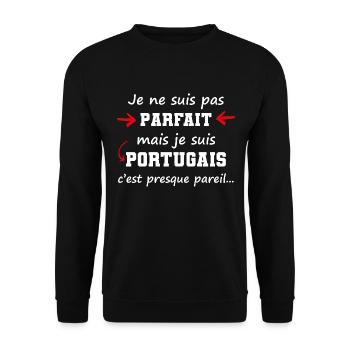 Je ne suis pas parfait mais je suis Portugais - Sweat-shirt Unisexe - noir - Devant - Alina (178cm) & Michal (187cm)