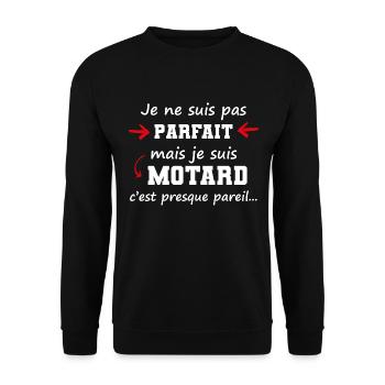 Je ne suis pas parfait mais je suis Motard - Sweat-shirt Unisexe - noir - Devant - Alina (178cm) & Michal (187cm)