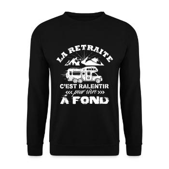 retraite camping car cadeau humour - Sweat-shirt Unisexe - noir - Devant - Alina (178cm) & Michal (187cm)