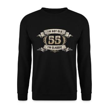 55 Jahre Ich bin nicht alt Ich bin klassisch 55. Geburtstag - Unisex Pullover - Schwarz - Vorne - Alina (178cm) & Michal (187cm)