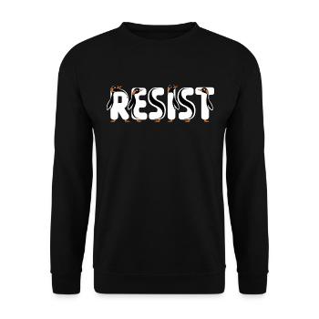 Penguin Protests Resistance Taxes - Unisex Sweatshirt - black - Front - Alina (178cm) & Michal (187cm)