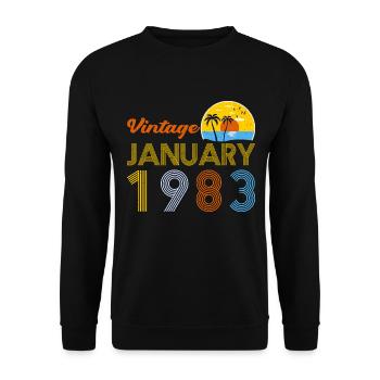40th Birthday Vintage January 1983 40 Years Gifts - Unisex Sweatshirt - black - Front - Alina (178cm) & Michal (187cm)