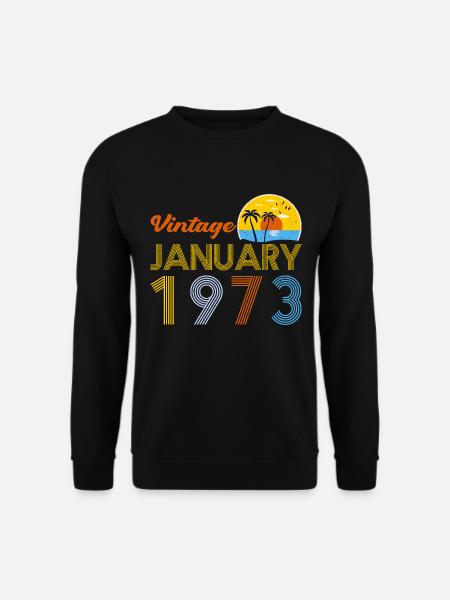 50th Birthday Vintage January 1973 50 Years Gifts - Unisex Sweatshirt - black