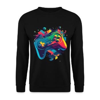 Retro Konsole - Unisex Pullover - Schwarz - Vorne - Alina (178cm) & Michal (187cm)