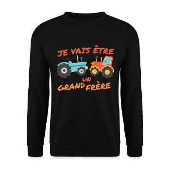 Tractor Boys I'm Gonna Be A Big Brother - Unisex Sweatshirt - black - Front - Alina (178cm) & Michal (187cm)