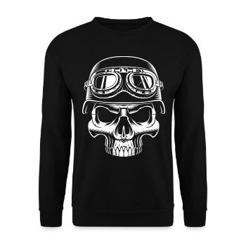 skull biker skull with steel helmet - Unisex Sweatshirt - black - Front - Alina (178cm) & Michal (187cm)