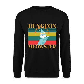 Retro cat dungeon meowster - rpg dice gift - Unisex Sweatshirt - black - Front - Alina (178cm) & Michal (187cm)