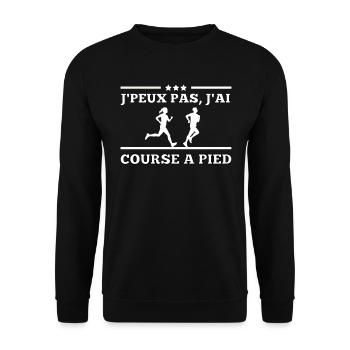 Je Peux Pas J ai course a pied - Sweat-shirt Unisexe - noir - Devant - Alina (178cm) & Michal (187cm)