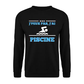 Je Peux Pas j'ai piscine - Sweat-shirt Unisexe - noir - Devant - Alina (178cm) & Michal (187cm)