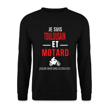 motard et TOULOUSAIN - Sweat-shirt Unisexe - noir - Devant - Alina (178cm) & Michal (187cm)