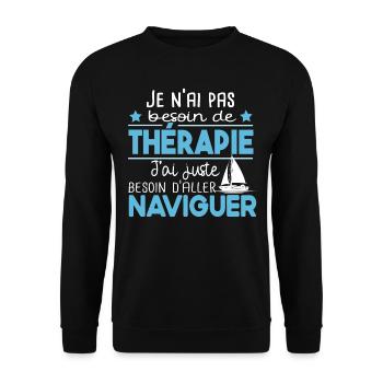 Naviguer. voilier cadeau t-shirt humour marin - Sweat-shirt Unisexe - noir - Devant - Alina (178cm) & Michal (187cm)