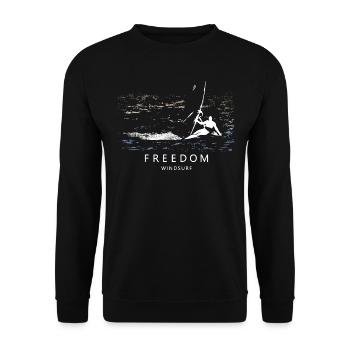 Windsurf LIBERTÉ Planetfisher auf dem Meer oder dem Meer - Unisex Pullover - Schwarz - Vorne - Alina (178cm) & Michal (187cm)