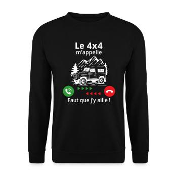 Le 4x4 m'appelle faut que j'y aille - Sweat-shirt Unisexe - noir - Devant - Alina (178cm) & Michal (187cm)