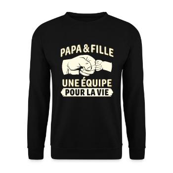 papa et fille une équipe pour la vie - Sweat-shirt Unisexe - noir - Devant - Alina (178cm) & Michal (187cm)