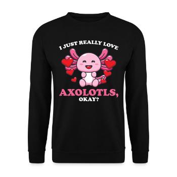 Axolotl Axolotl Tiergeschenk - Unisex Pullover - Schwarz - Vorne - Alina (178cm) & Michal (187cm)