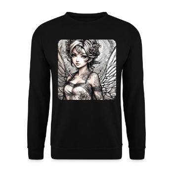 Ange mignon avec des tatouages - Sweat-shirt Unisexe - noir - Devant - Alina (178cm) & Michal (187cm)