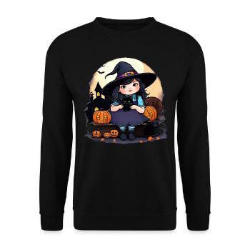Little cute witch with black cat - Unisex Sweatshirt - black - Front - Alina (178cm) & Michal (187cm)