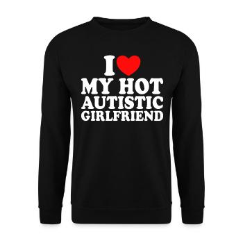 Adore Ma Copine J'aime Ma Petite Amie Autiste - Sweat-shirt Unisexe - noir - Devant - Alina (178cm) & Michal (187cm)