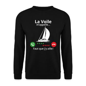 La voile m'appelle faut que j'y aille! - Sweat-shirt Unisexe - noir - Devant - Alina (178cm) & Michal (187cm)