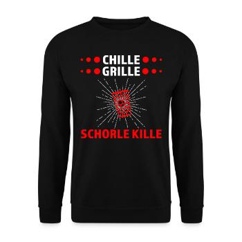 Schorle Pfälzer Dubbeglas Geschenk - Unisex Pullover - Schwarz - Vorne - Alina (178cm) & Michal (187cm)
