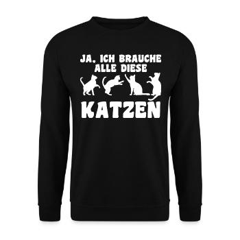 Cat Animal Cats Gift - Unisex Sweatshirt - black - Front - Alina (178cm) & Michal (187cm)