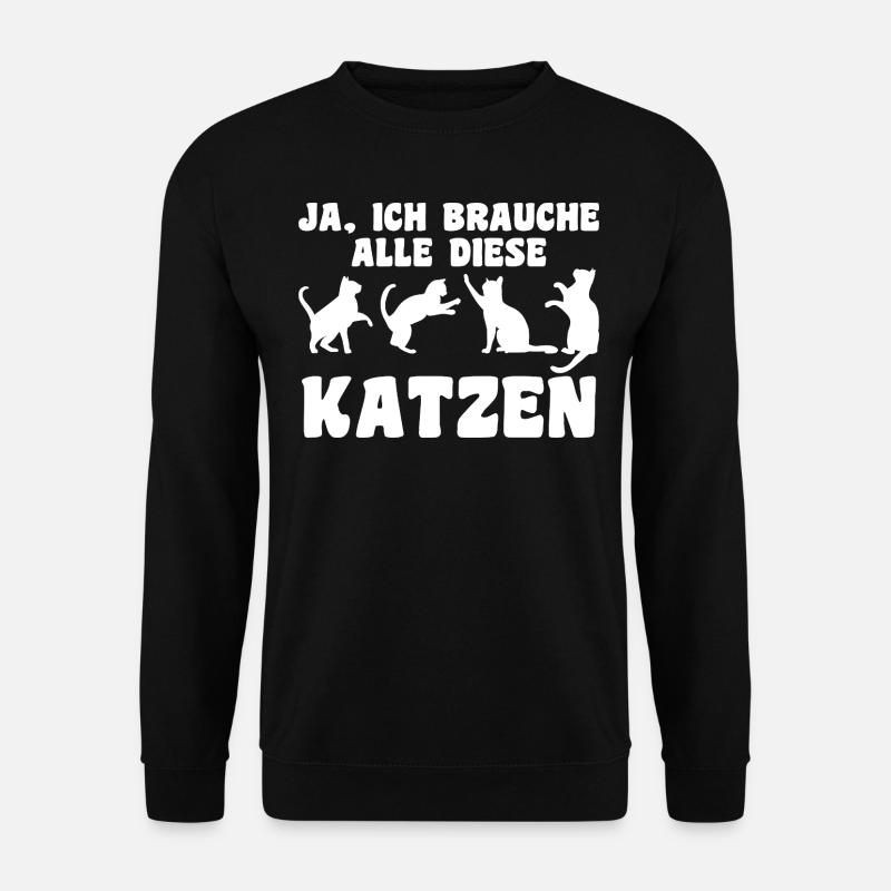 Katze Tier Katzen Geschenk - Unisex Pullover - Schwarz