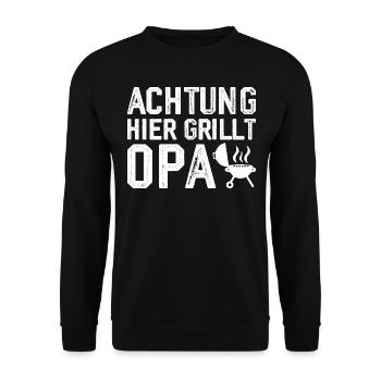 Grillen Grillmeister Opa Grill Geschenkidee - Unisex Pullover - Schwarz - Vorne - Alina (178cm) & Michal (187cm)