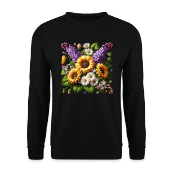 Sunflower lilac daisies flower floral - Unisex Sweatshirt - black - Front - Alina (178cm) & Michal (187cm)
