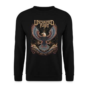 Vol déchaîné - Aigle et géométrie sacrée - Sweat-shirt Unisexe - noir - Devant - Alina (178cm) & Michal (187cm)