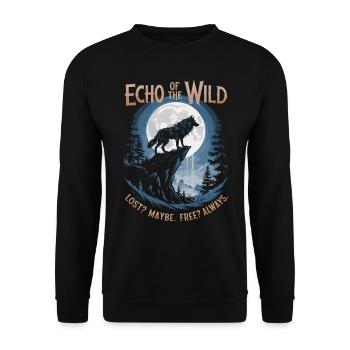 Écho de la nature - Loup hurlant, liberté et nature - Sweat-shirt Unisexe - noir - Devant - Alina (178cm) & Michal (187cm)
