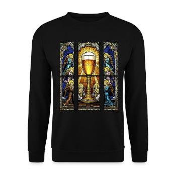 Kirchen Fenster Bier Männertag Himmelfahrt - Unisex Pullover - Schwarz - Vorne - Alina (178cm) & Michal (187cm)