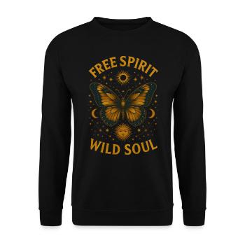 Free Spirit Wild SoulArt - Unisex Pullover - Schwarz - Vorne - Alina (178cm) & Michal (187cm)