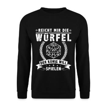 Reicht Mir Die Würfel Der König Will Spielen W20 - Unisex Pullover - Schwarz - Vorne - Alina (178cm) & Michal (187cm)
