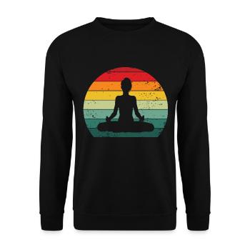 Yoga Méditation Namaste Lotus Vintage Om Chakra - Sweat-shirt Unisexe - noir - Devant - Alina (178cm) & Michal (187cm)