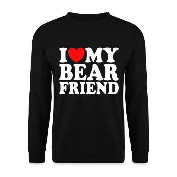 J'Aime Mon Petit Ami Ours - Sweat-shirt Unisexe - noir - Devant - Alina (178cm) & Michal (187cm)