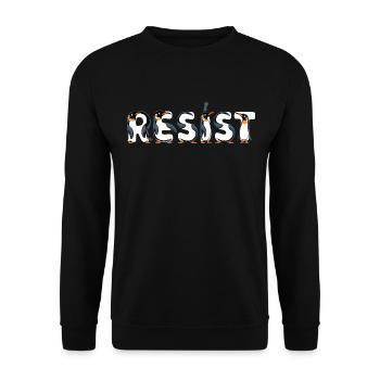 Penguin Protests Resistance Taxes - Unisex Sweatshirt - black - Front - Alina (178cm) & Michal (187cm)