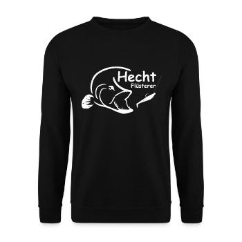 Hecht Flüsterer - Raubfische Angeln - Unisex Pullover - Schwarz - Vorne - Alina (178cm) & Michal (187cm)