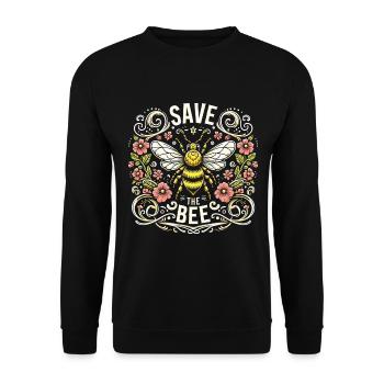 Save the Bees T-Shirt Fleurs Vintage - Sweat-shirt Unisexe - noir - Devant - Alina (178cm) & Michal (187cm)