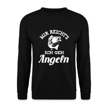 Mir reichts ich geh angeln lustiger Angler Spruch - Unisex Pullover - Schwarz - Vorne - Alina (178cm) & Michal (187cm)
