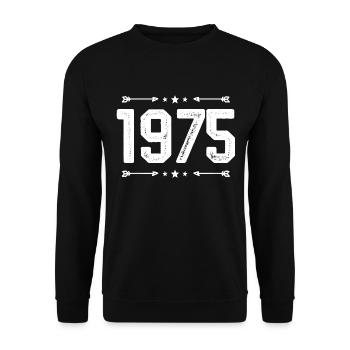 Millésime 1975 Millésime 50ème anniversaire 1975. - Sweat-shirt Unisexe - noir - Devant - Alina (178cm) & Michal (187cm)