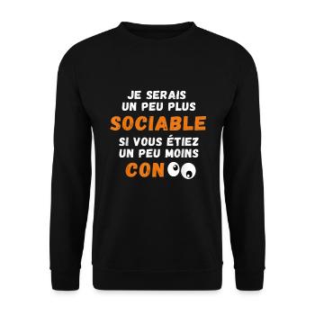Drôle Je Serais Un Peu Plus Sociable si Vous... - Sweat-shirt Unisexe - noir - Devant - Alina (178cm) & Michal (187cm)