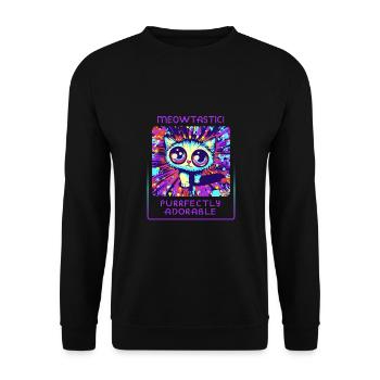 Katzenparadies - Niedlich und verspielt - Unisex Pullover - Schwarz - Vorne - Alina (178cm) & Michal (187cm)