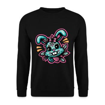 Freaky Bunny - Hase in Neon - Unisex Sweatshirt - black - Front - Alina (178cm) & Michal (187cm)