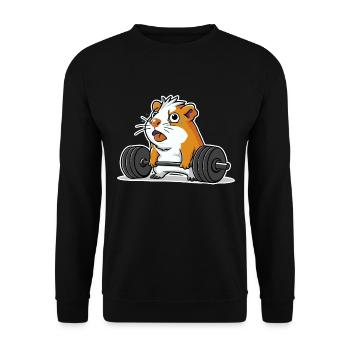 Kreuzheben Muskel-Meerschweinchen - Unisex Pullover - Schwarz - Vorne - Alina (178cm) & Michal (187cm)