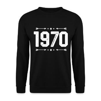 jahrgang 1970 vintage 55. Geburtstag 1970 - Unisex Pullover - Schwarz - Vorne - Alina (178cm) & Michal (187cm)