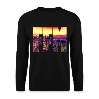 FFM Frankfurt Am Main Skyline Mainhattan - Sweat-shirt Unisexe - noir - Devant - Alina (178cm) & Michal (187cm)