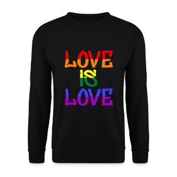 Love is Love, Pride, CSD, LGBTQ - Unisex Pullover - Schwarz - Vorne - Alina (178cm) & Michal (187cm)