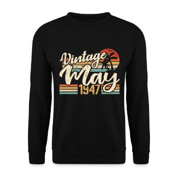 Jahrgang Geburtstag Mai 1947 Geboren im Mai 1947 - Unisex Pullover - Schwarz - Vorne - Alina (178cm) & Michal (187cm)