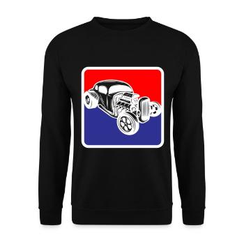 Hotrod Hot Rod V8 Tuning Auto | Farben änderbar - Unisex Pullover - Schwarz - Vorne - Alina (178cm) & Michal (187cm)