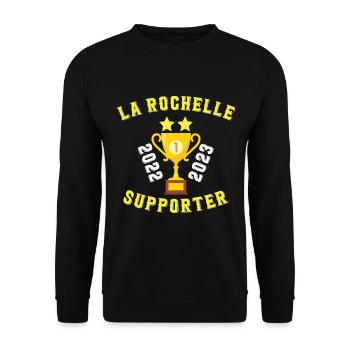 Rugby La Rochelle 2 Etoiles Rochelais Rugbyman - Sweat-shirt Unisexe - noir - Devant - Alina (178cm) & Michal (187cm)